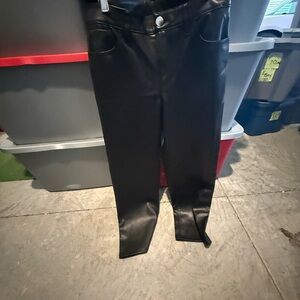 Black Faux Leather Pants mp71